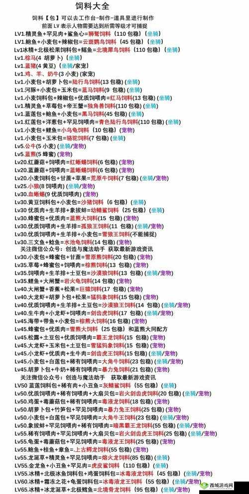 如何制作创造与魔法中天空鳐所需的饲料详细指南