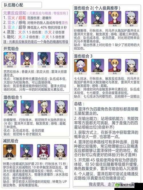 原神雷泽连招技巧解析及连招释放顺序详细推荐