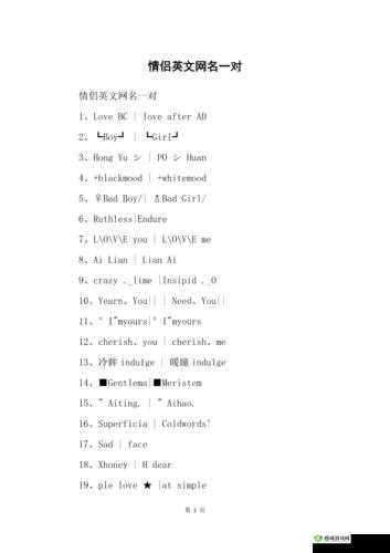 2023 欧美个性情侣网名精选：独特潮流，秀出甜蜜