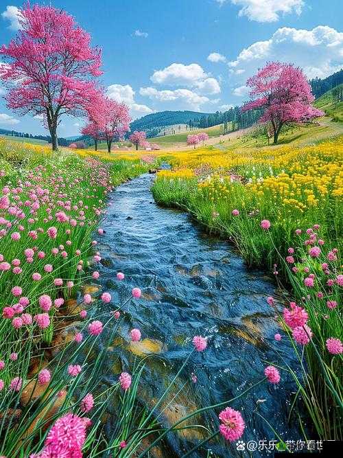 桃花洞口已是溪水潺潺:一幅美丽画卷