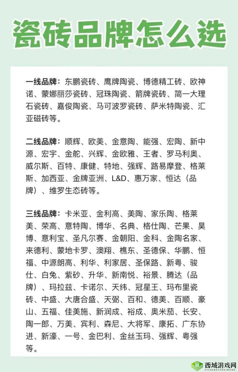 国产瓷砖一线二线三线品牌有哪些:选购指南