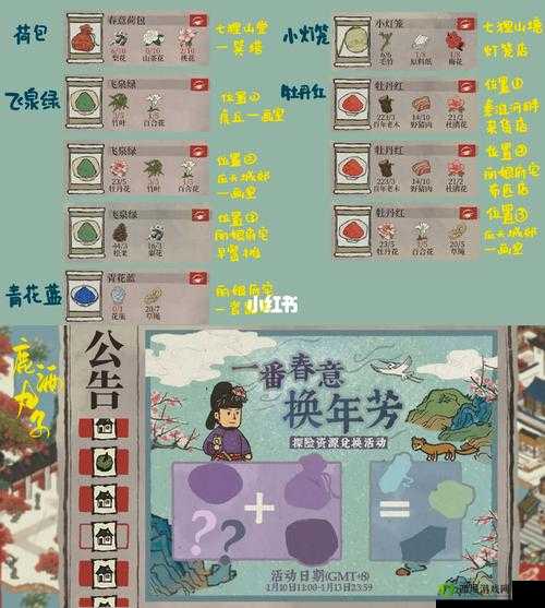江南百景图春意盎然探险材料获取攻略:番春意换年芳探险材料详解