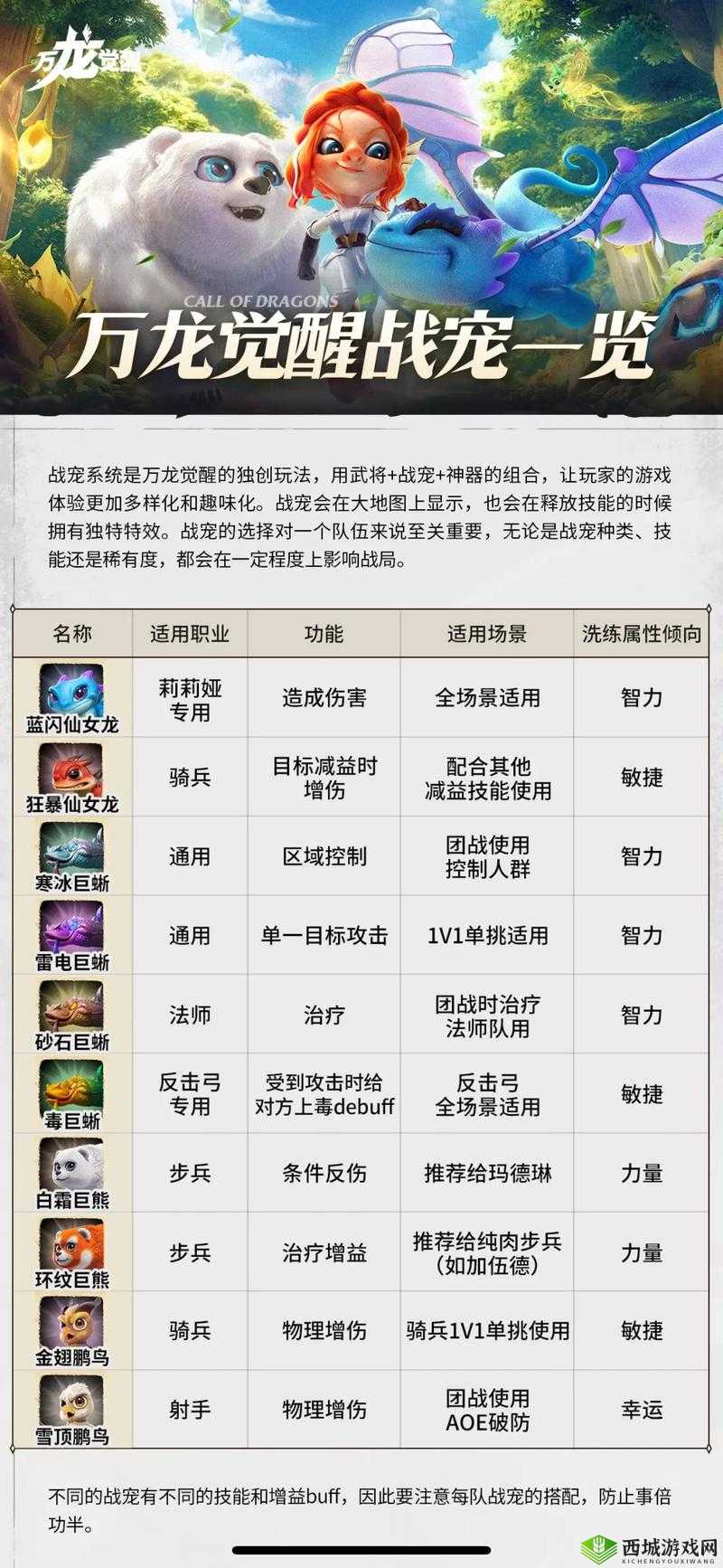 火王手游：宠物技能全解析，最强宠物选择攻略