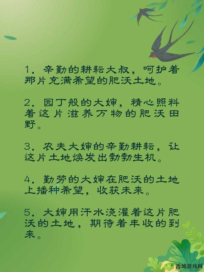 耕耘大婶的肥沃的土地:辛勤耕耘终会收获满满硕果